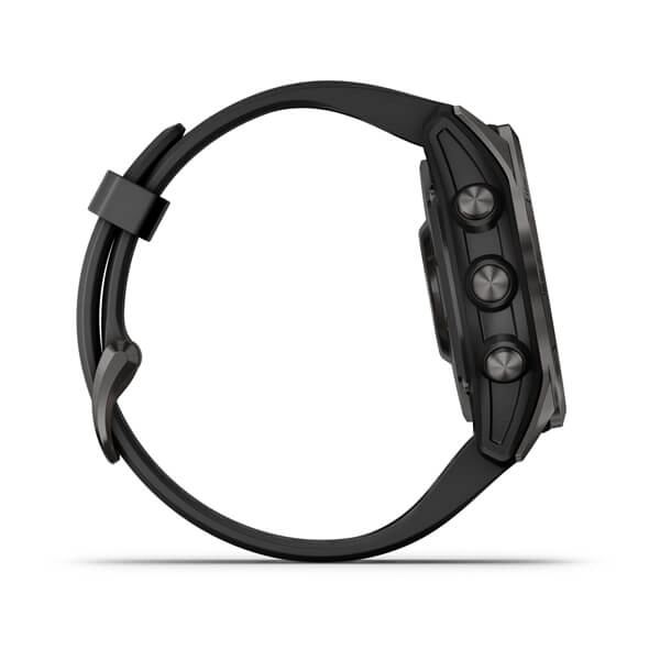 Garmin FENIX 7S Sapphire Solar titan-ko‘mir-kulrang DLC silikon tasmali smart soati onlayn