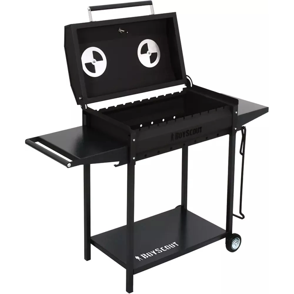 BoyScout ikkita stolchali, qopqoqli, termometrli, o‘tin idishi va qo‘rali mangal grili onlayn