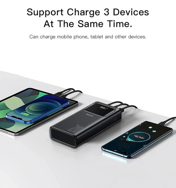 Power Bank Yesido, 20000 mAh YP-30-qora tashqi akkumulyatori onlayn