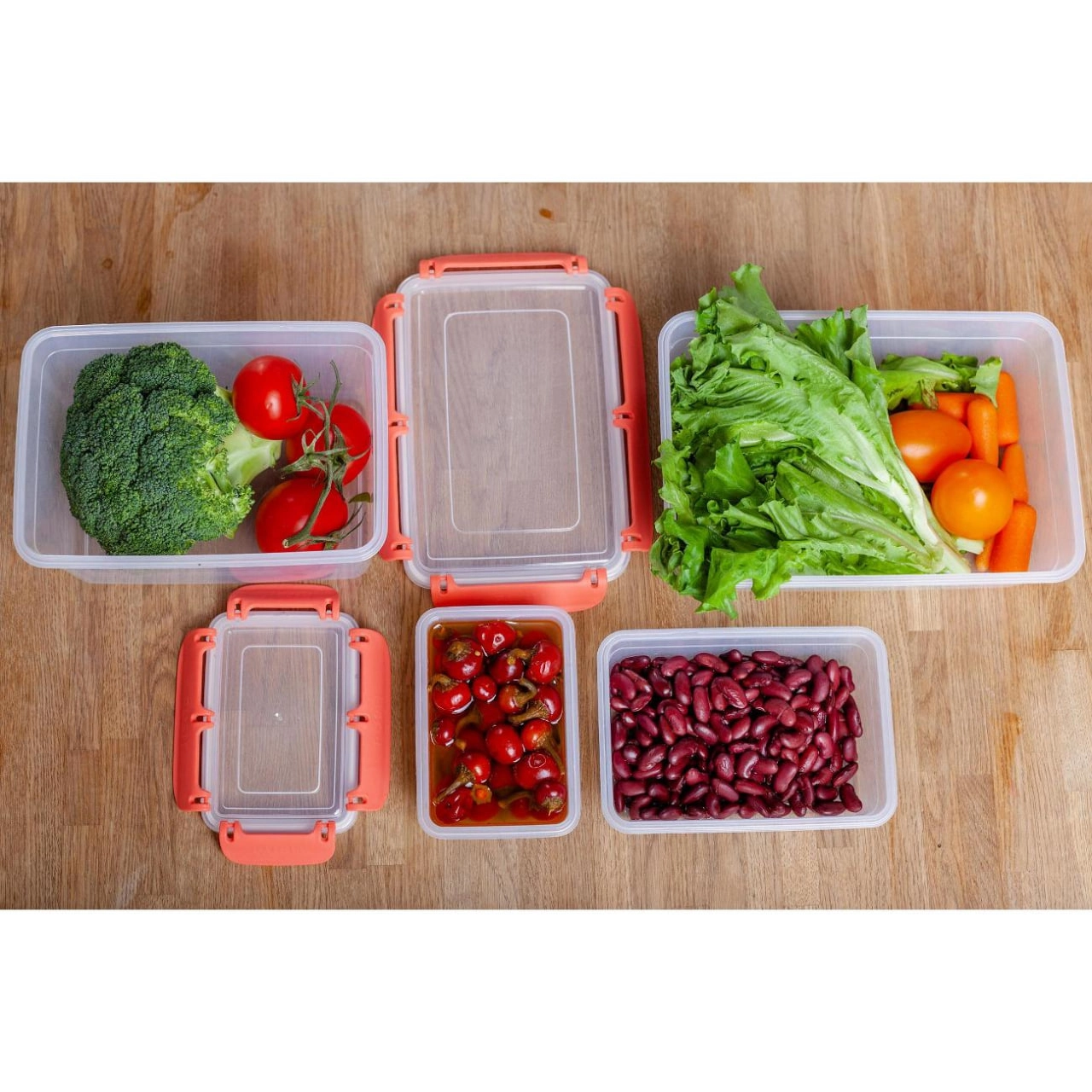 Plast Team BERGEN mahsulotlari uchun qopqoqli va silikon qo&lsquo;shimchali konteyner, germetik, 1,3l, 179x126x102 Shaftoli karameli onlayn