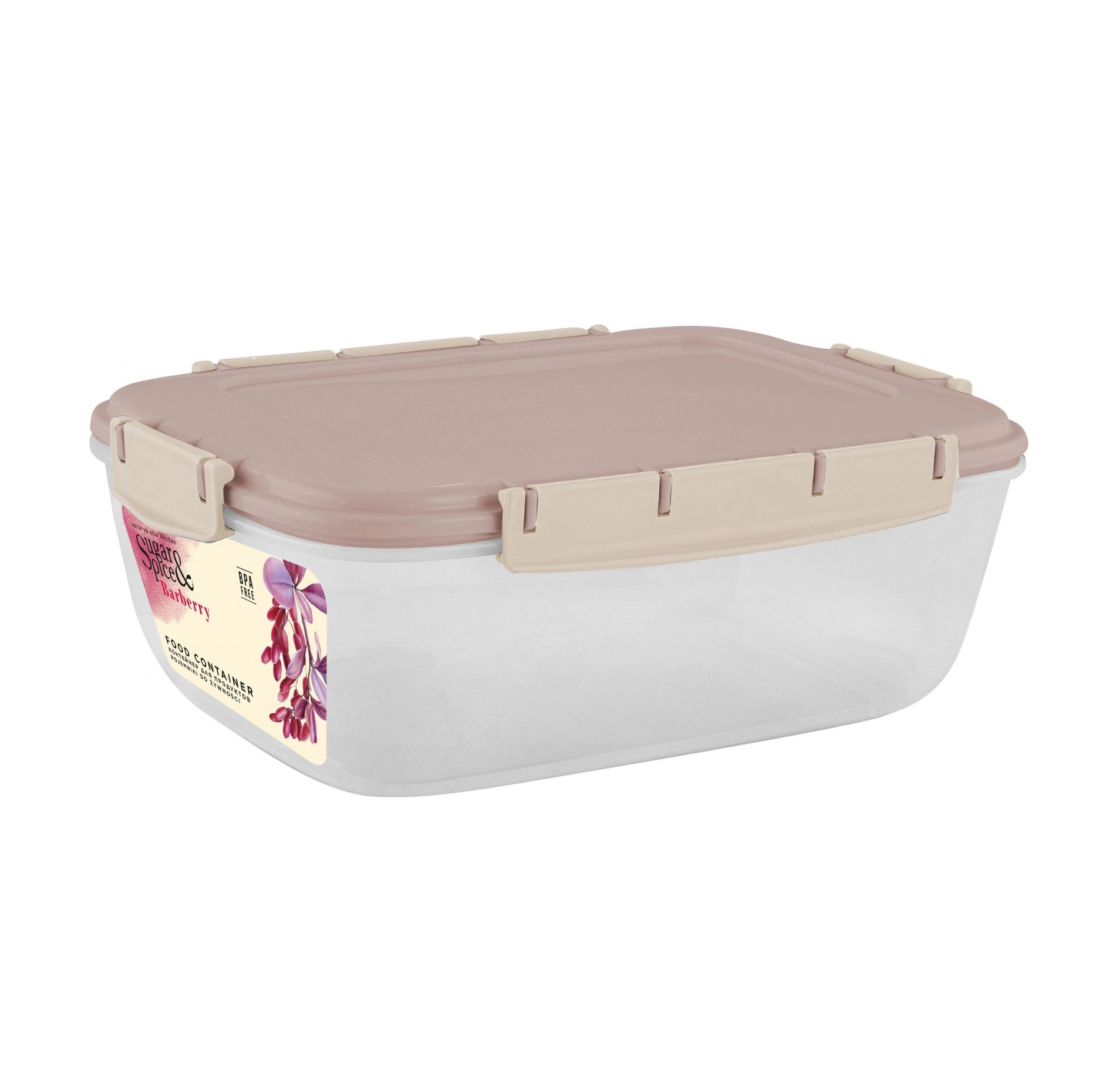 Sugar&Spice Barberry mahsulotlar uchun konteyner, qulf mexanizmli, havoni o&lsquo;tkazmaydigan, 1,8 litrlik, to&lsquo;g&lsquo;ri burchakli, latte rangida sotib olish