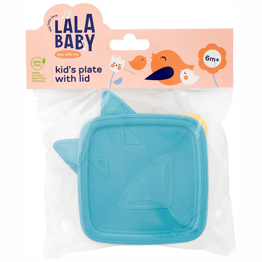 Тарелка детская Lalababy Play with Me Wolfie с мягкой крышкой синий колокольчик онлайн