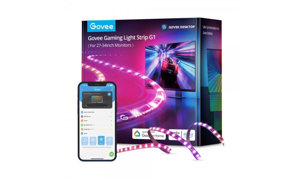 Adaptiv yoritish to'plami Govee H6609 Gaming Light Strip G1 27-37', RGB, Черный onlayn