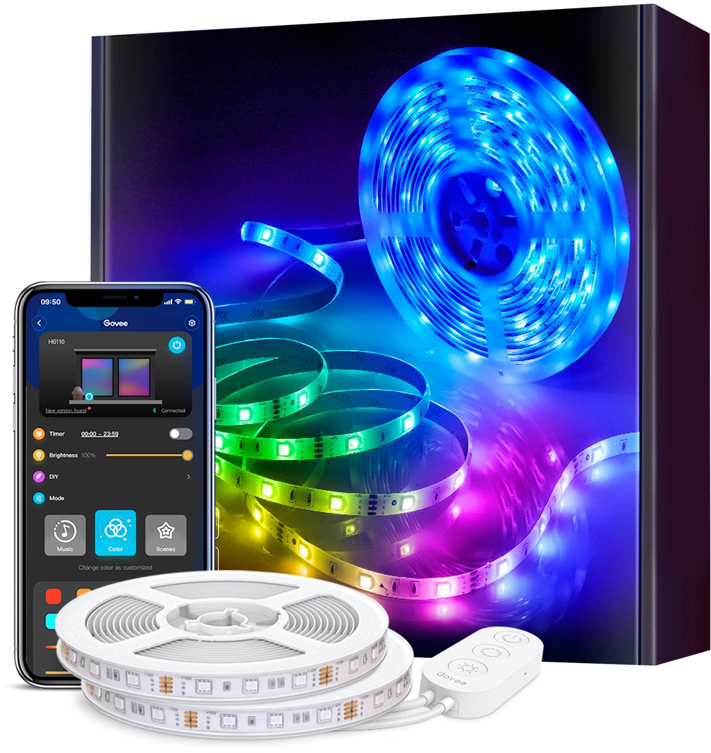 LED aqlli lenta Govee H6110 RGB Smart Wi-Fi + Bluetooth LED Strip Lights 10м Белый - rasm №5 LED aqlli lenta Govee H6110 RGB Smart Wi-Fi + Bluetooth LED Strip Lights 10м Белый onlayn