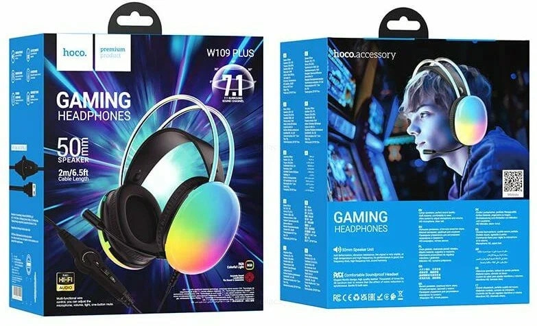 Игровые наушники HOCO W109 PLUS, RGB, черный онлайн