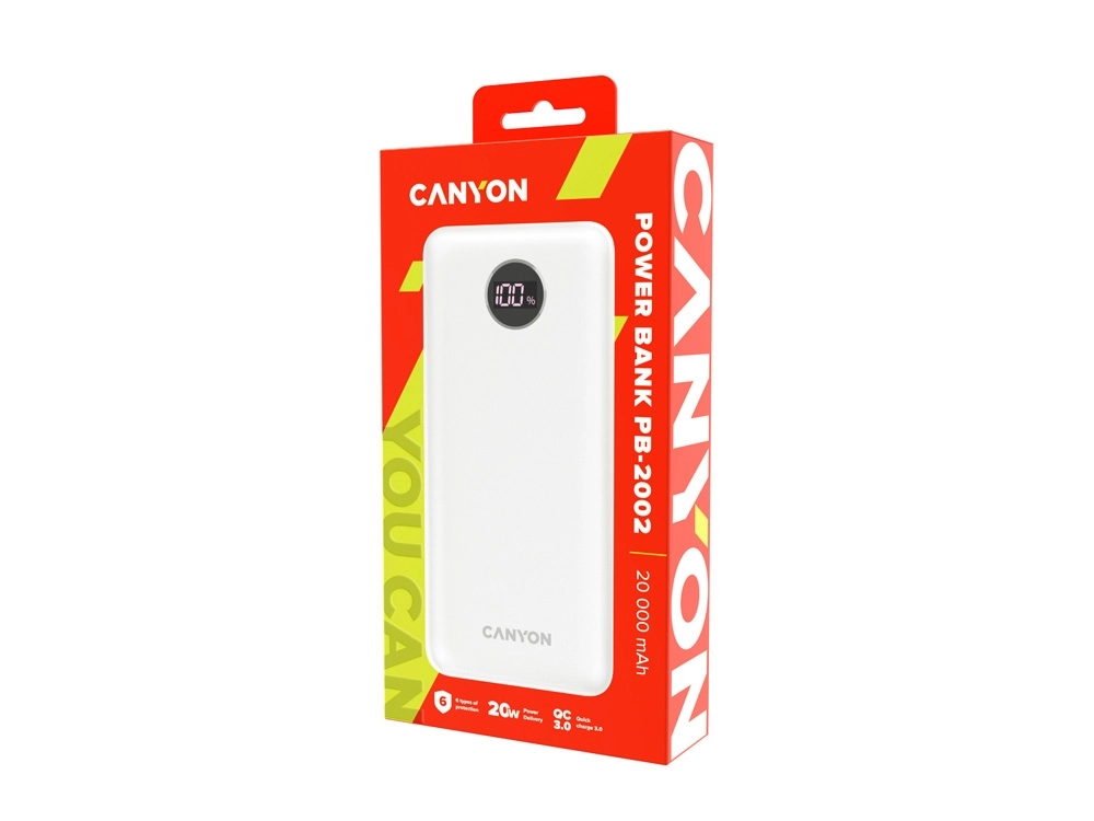 Внешний аккумулятор Canyon PB-2002 белый 20000 mAh онлайн