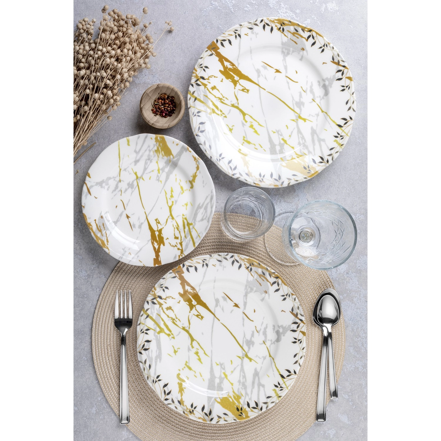 Fiyat (24 buyumli) dasturxon servizi Organik ORG24YS01DB1355 arzon