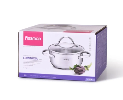 Кастрюля Fissman LUMINOSA 24x11,5 см / 5,1 л со стеклянной крышкой онлайн