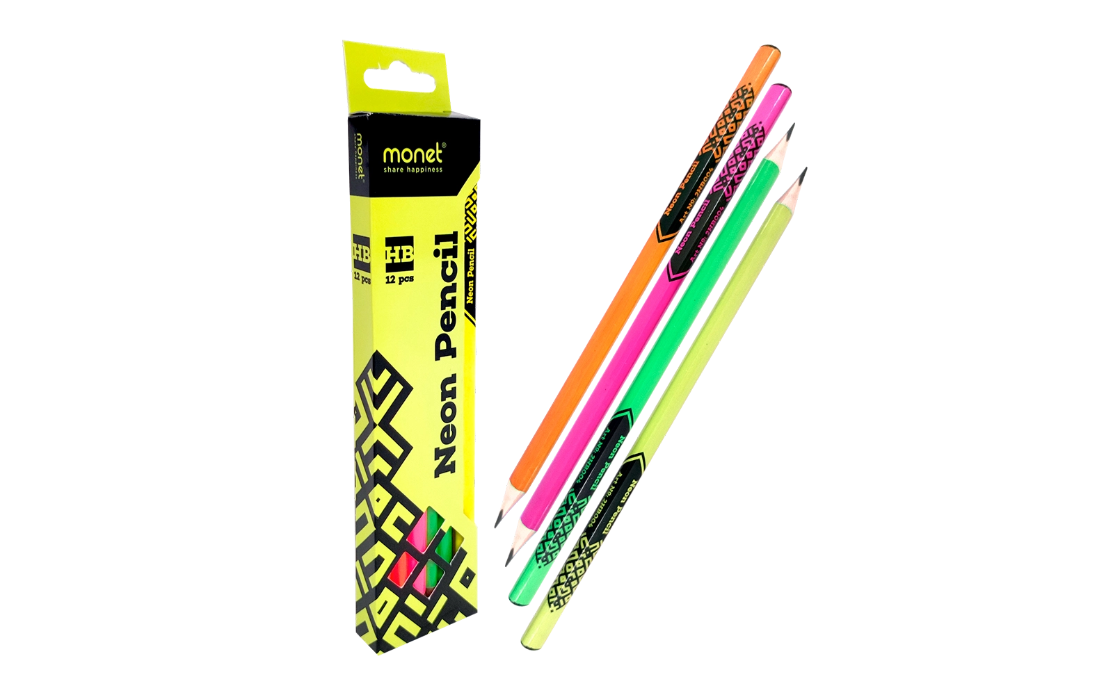 Набор чернографитных карандашей MONET NEON 2HB (12 штук, в коробке) купить