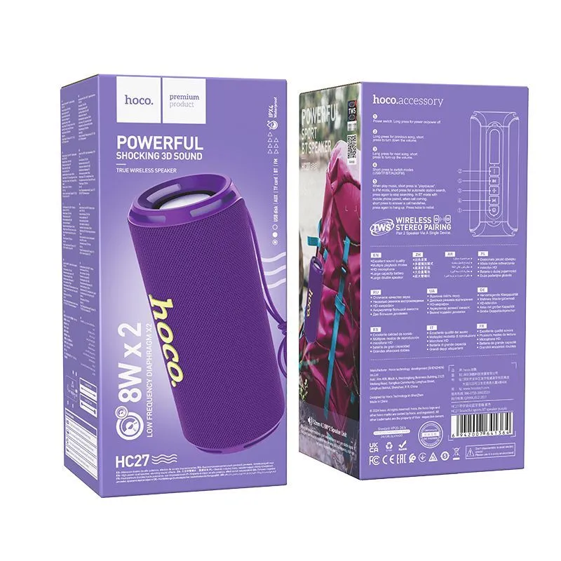 Беспроводная Bluetooth колонка Hoco HC27 фиолетовый недорого