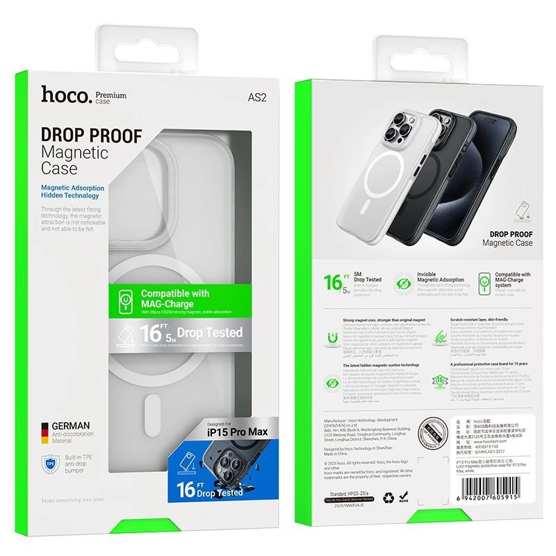 Hoco AS2 iPhone 15 Pro max uchun oq g‘ilofi O'zbekistonda