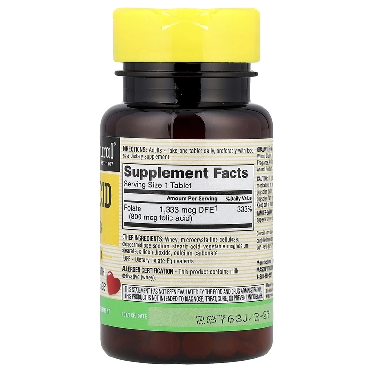Mason Natural Фолиевая кислота 800 мкг, 100 таблеток (06761) недорого