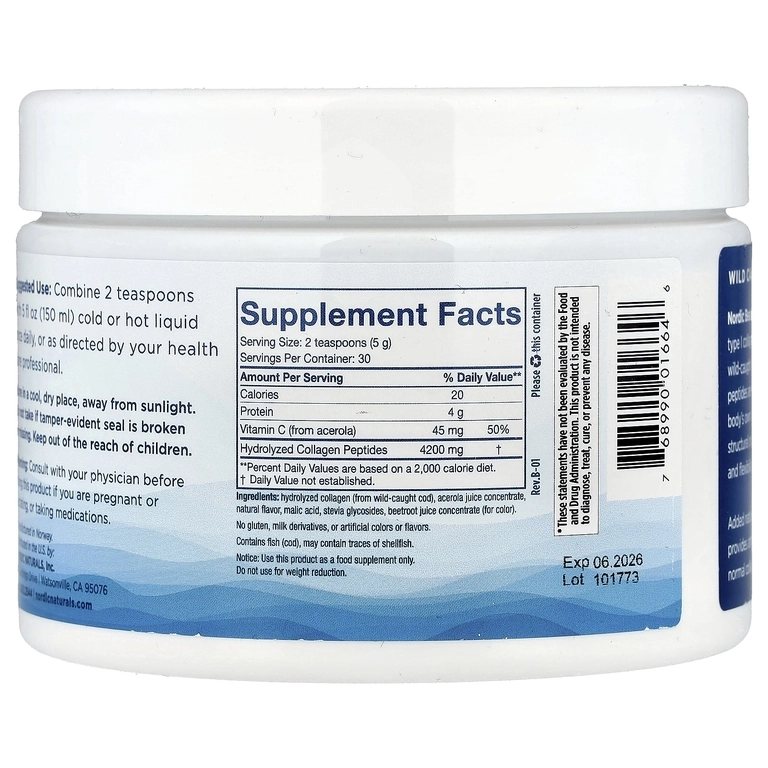 Nordic Naturals, Nordic Beauty, морской коллаген с витамином C, клубника, 150 г (01664) недорого