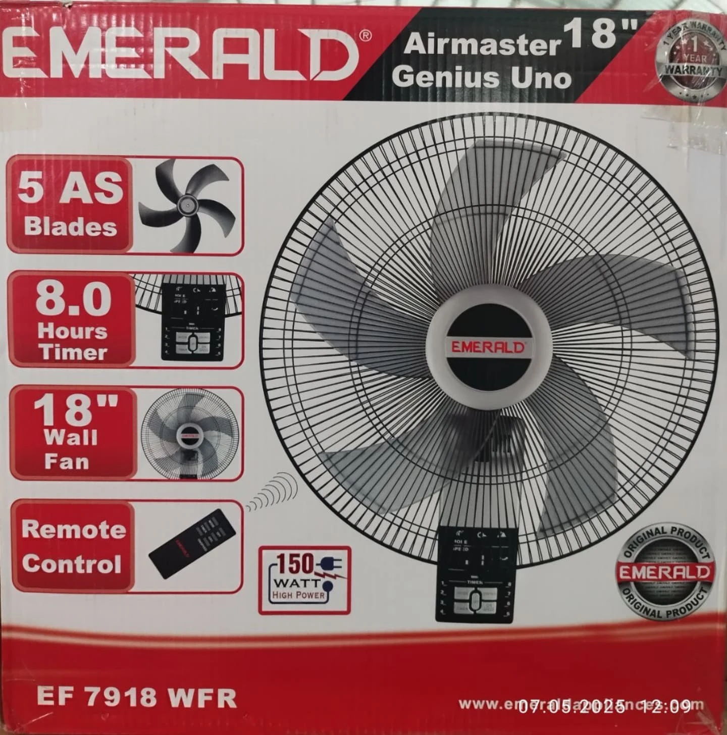 Настенный вентилятор Emerald, с пультом недорого