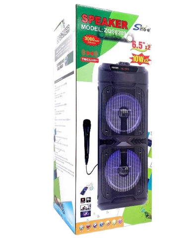 Sing-e ZQS6209 qora portativ kolonkasi + mikrofon arzon
