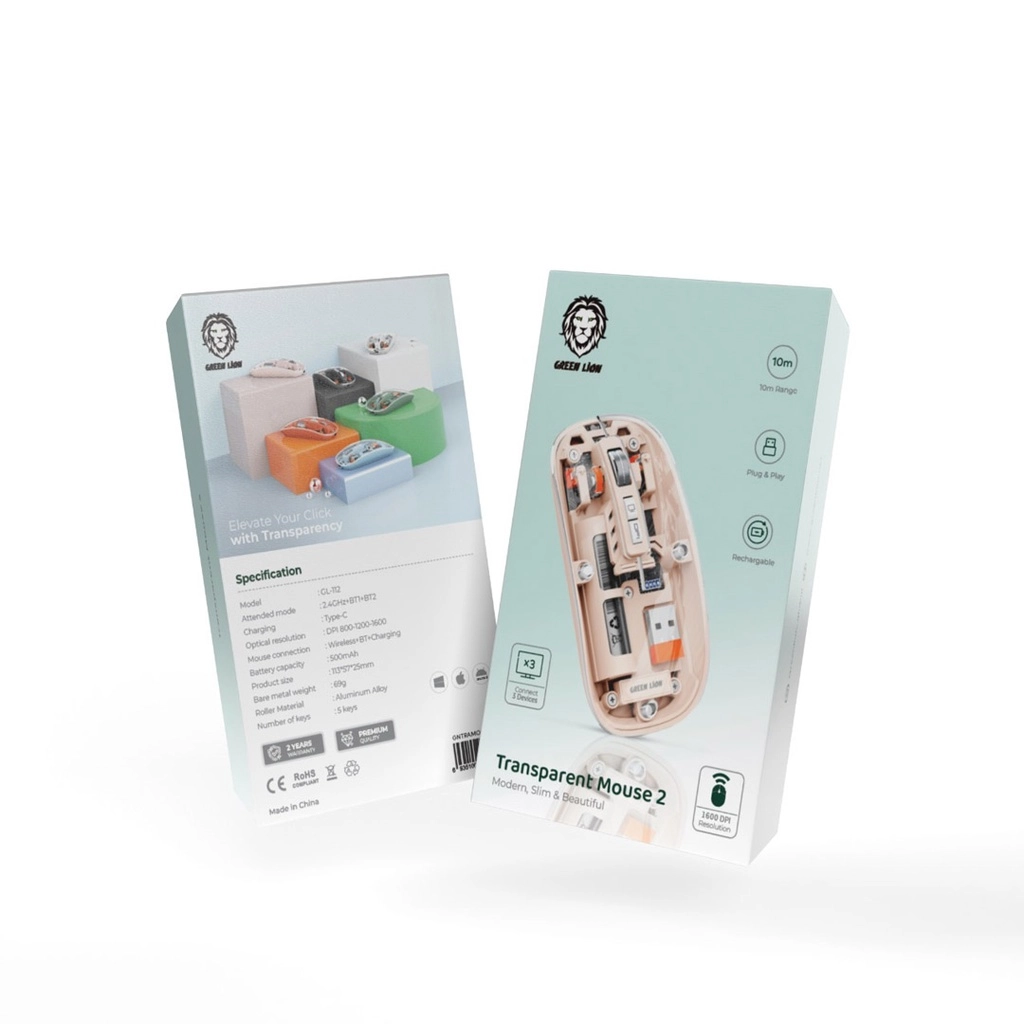 Bluetooth Green Transparent 2 pushti simsiz sichqonchasi arzon