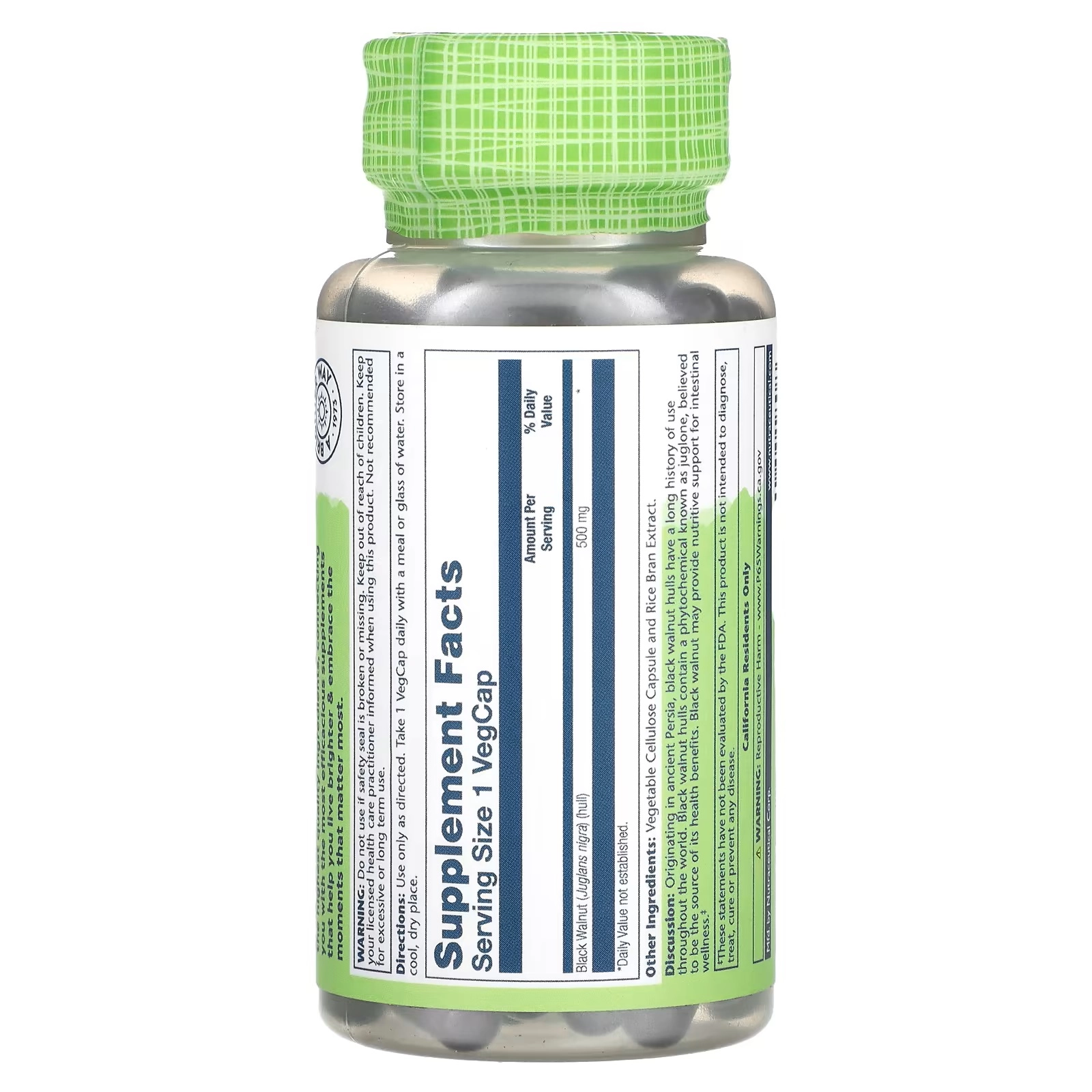 Solaray, True Herbs, Qora yong‘oq, 500 mg, 100 vegansiz kapsulaVegCaps (00180) arzon