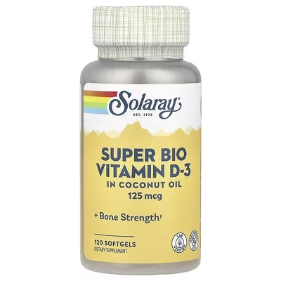 Solaray, Super Bio Vitamin D-3, 5000 ME, 120 yumuşoq kapsulalar (69755) sotib olish