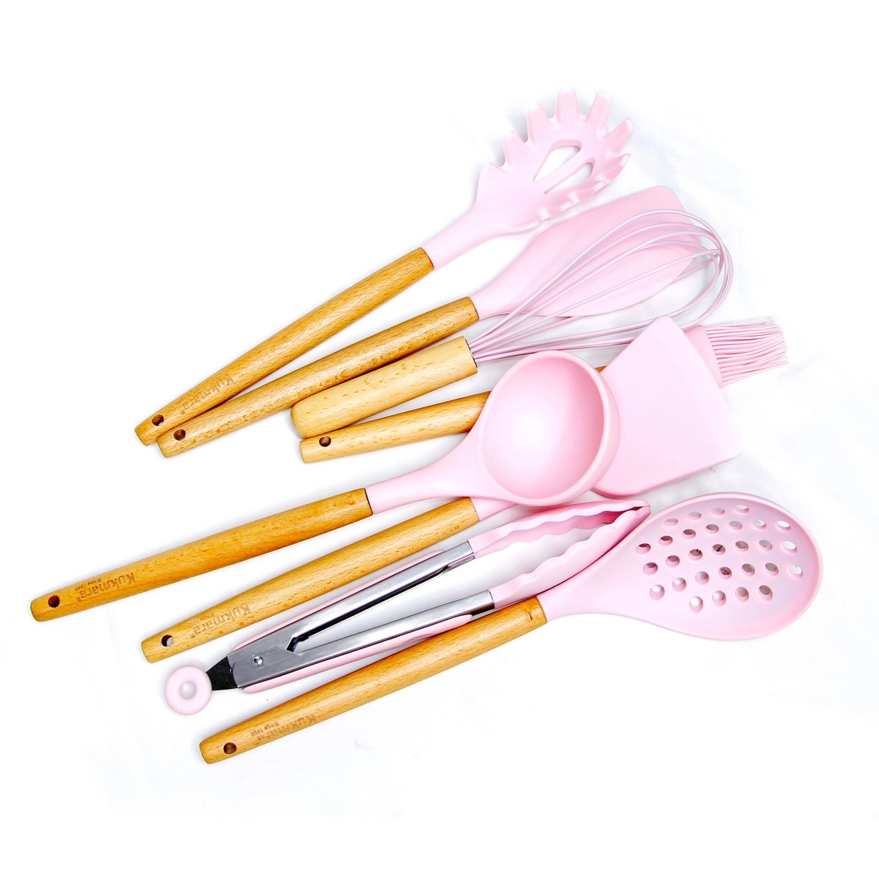 Набор кухонных инструментов из  силикона Kukmara - 9 предмет.(розовый, красный) недорого