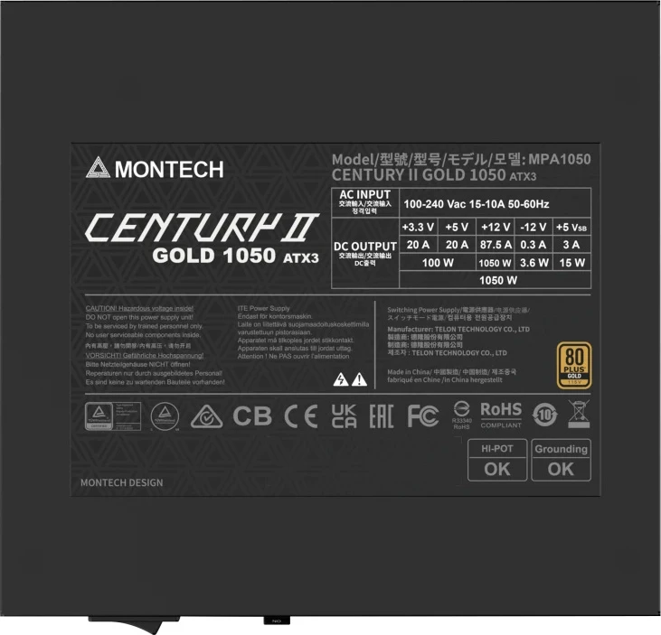 Montech Century II 1050 W quvvat bloki bo'lib to'lash