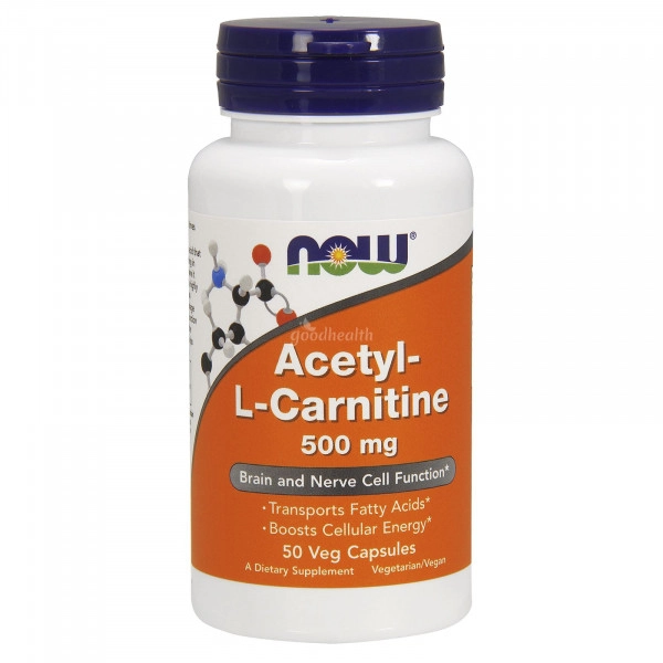 NOW Foods Acetyl-L-Karnitin 500 mg, 50 kapsula (00075) sotib olish