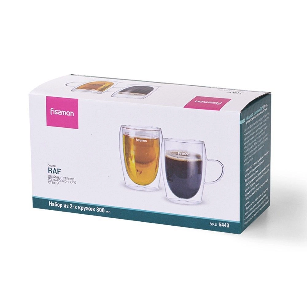 Fissman 2 чашки RAF объем: 300мл двойное стекло онлайн