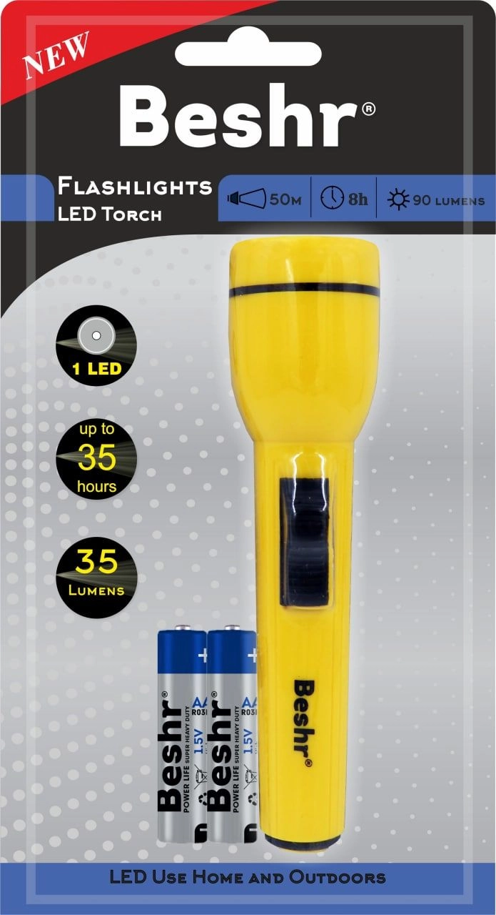 Фонарь Beshr FLASHLIGHT LED TORCH FL1L2AA2R6P (ЧЕРНЫЙ, ЖЕЛТЫЙ, КРАСНЫЙ, СИНИЙ) недорого