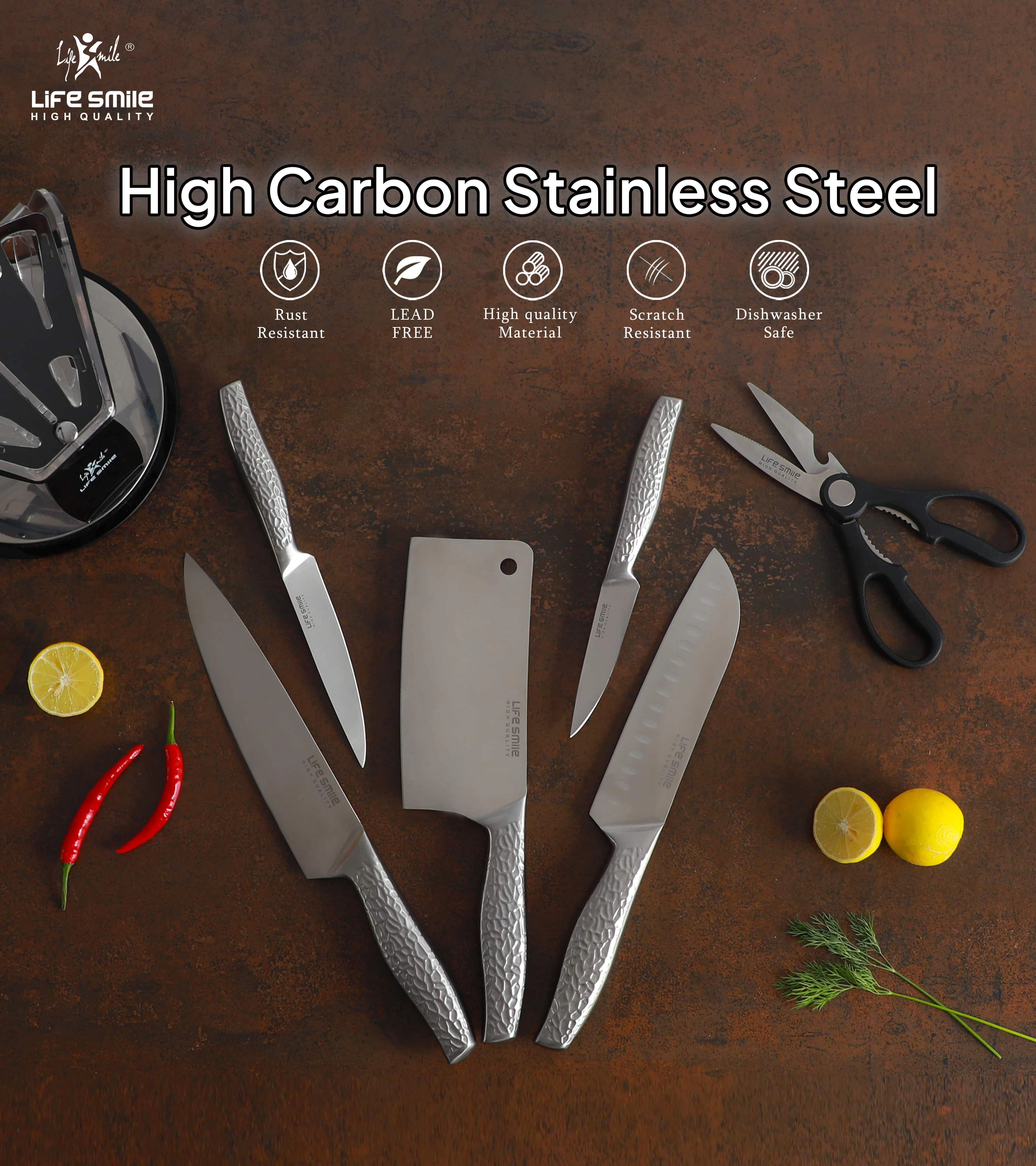 Набор Ножей из нержавеющей стали от Life Smile (7 предметов) недорого