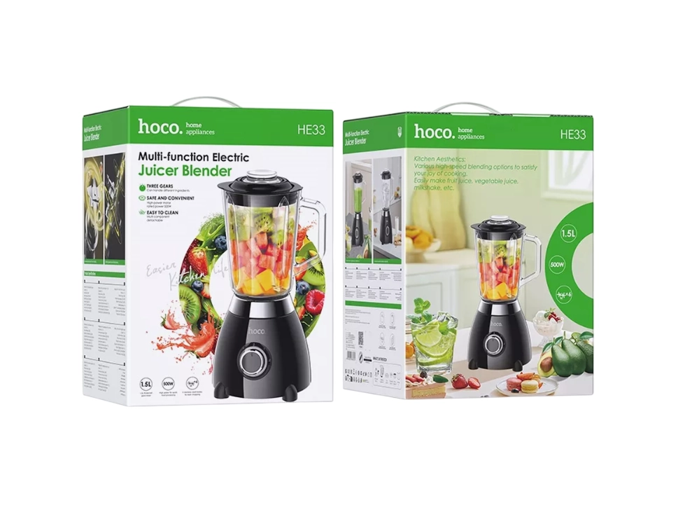 HOCO HE33 Juicer Blender 500W, 1.5l blenderi, Black onlayn