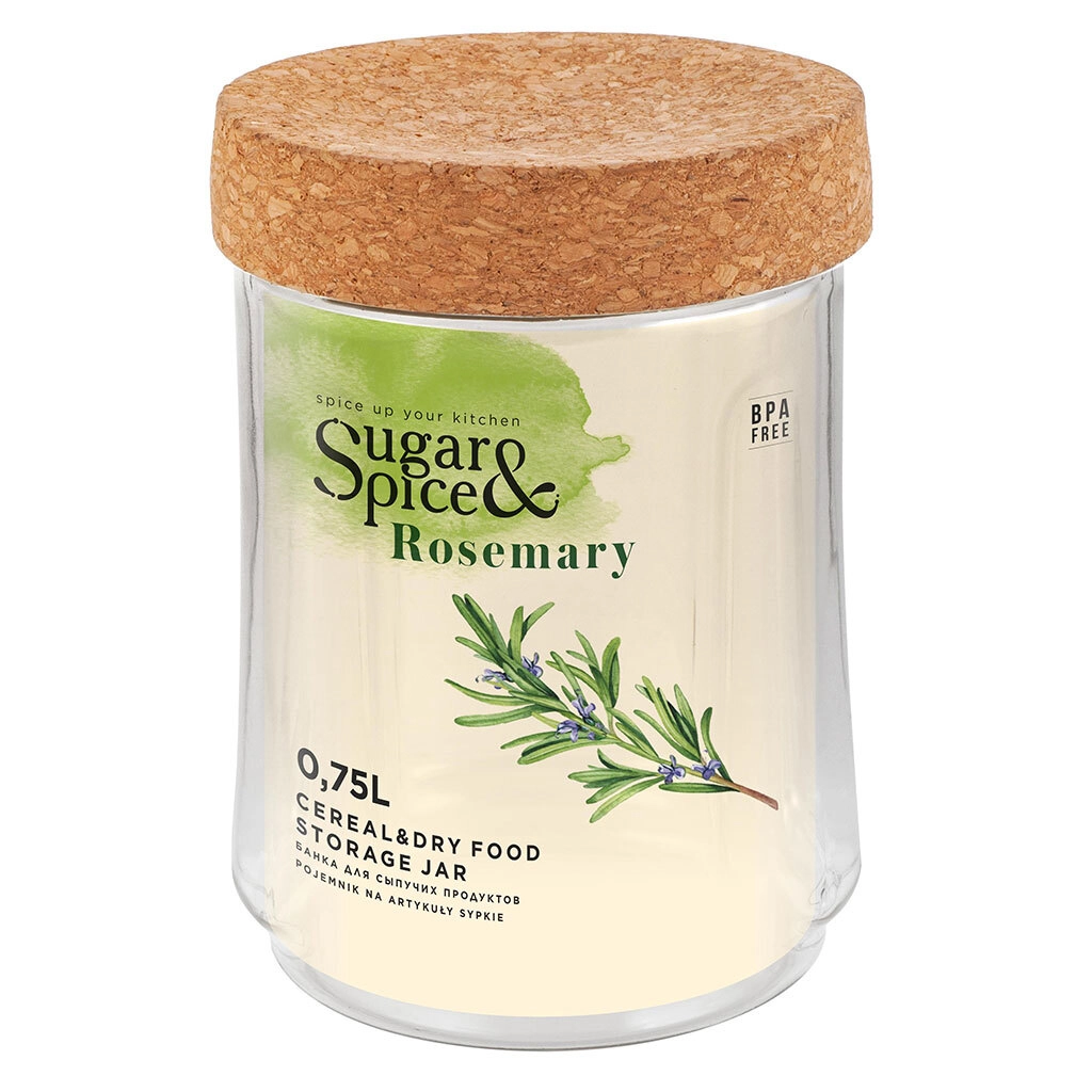 Банка для сыпучих продуктов Sugar&Spice Rosemary 0.75 л с пробковой крышкой купить