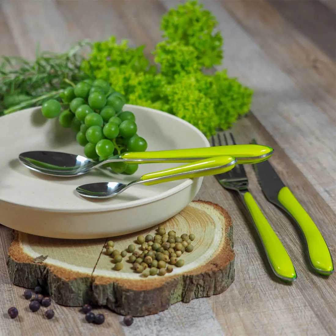 AMEFA Eclat Anise Green 24 buyumli oshxona to'plamlari to'plami, 2214AGPA10C40 arzon