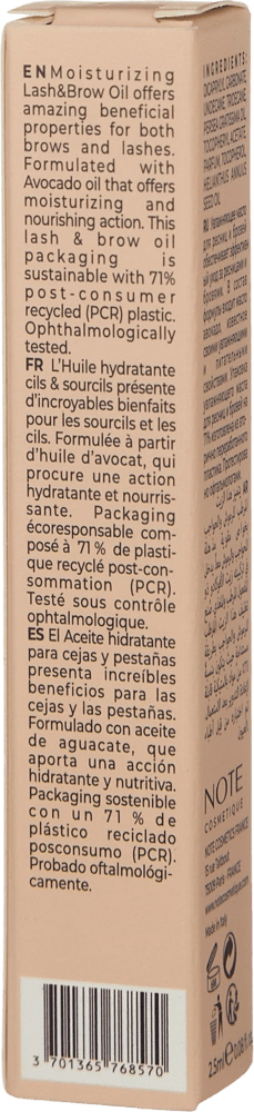 NOTE MOISTURIZING LASH & BROW OIL (2.5 ml) qosh va kipriklar uchun yog' O'zbekistonda
