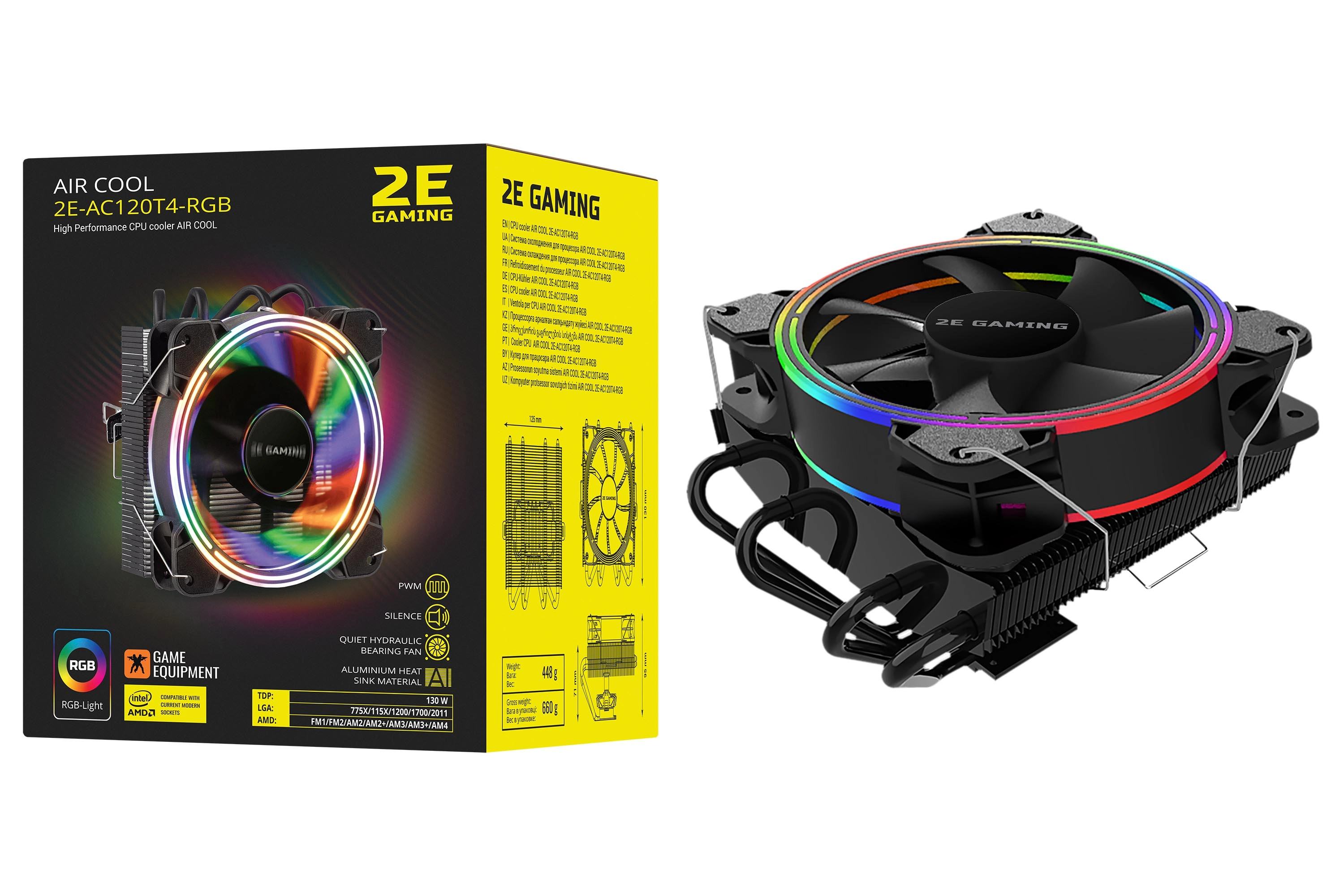 Кулер для процессора 2E Gaming AIR COOL (AC120T4) RGB недорого