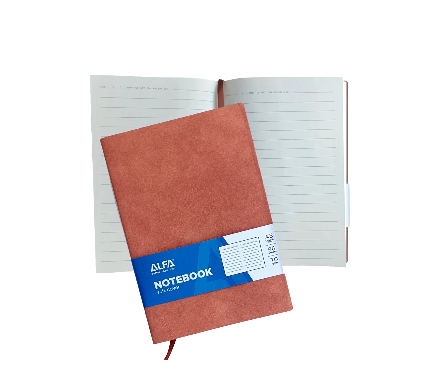 Блокнот с обложкой из пвх, линейка, в 3 цветах с бумажной лентой, формат А5, 96 страниц 70gsm 1NB002 купить