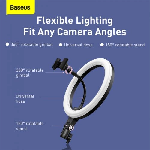 Кольцевая светодиодная лампа с держателем для смартфона Baseus Live Stream Holder-table Stand (10-inch Light Ring) Черный с фото
