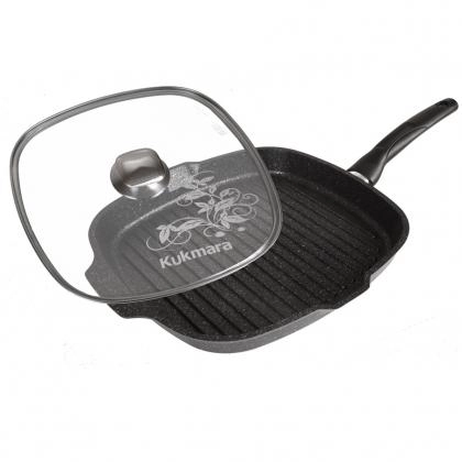 260x260mm kvadrat shaklli, shisha qopqoqli Kukmara tova-grili (qoramtir, qahva rangli) sotib olish