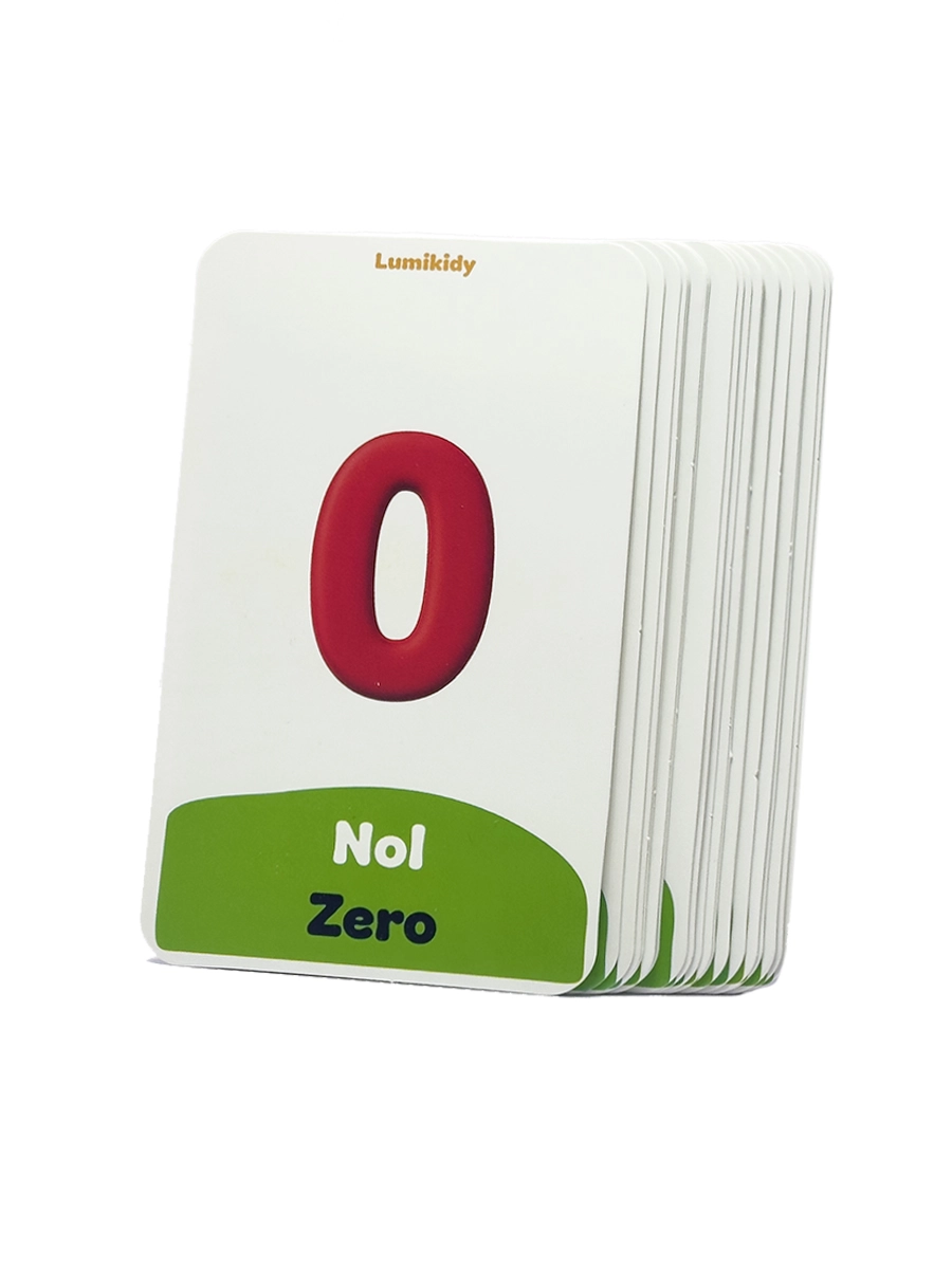 Bolalar rivojlanishi uchun kartochkalar: Raqamlar- Numbers (ingliz tilida) bo'lib to'lash