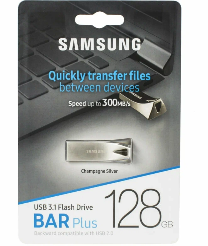Samsung 128Gb Bar plus silver USB 3.1 Gen 1 3.0 USB-fleshkasi onlayn