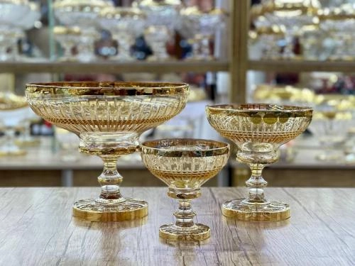 Набор фруктовниц из хрусталя TOMY (12 предметов, медовый оттенок) недорого