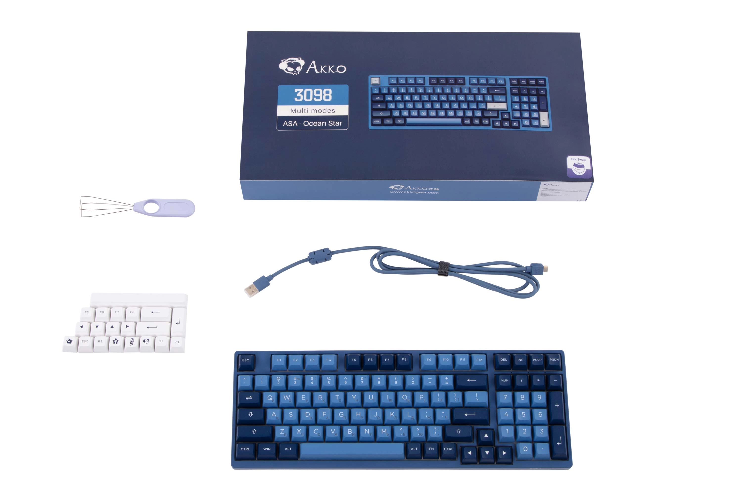 Akko 3098B Ocean Star CS Jelly White RGB klaviaturasi arzon