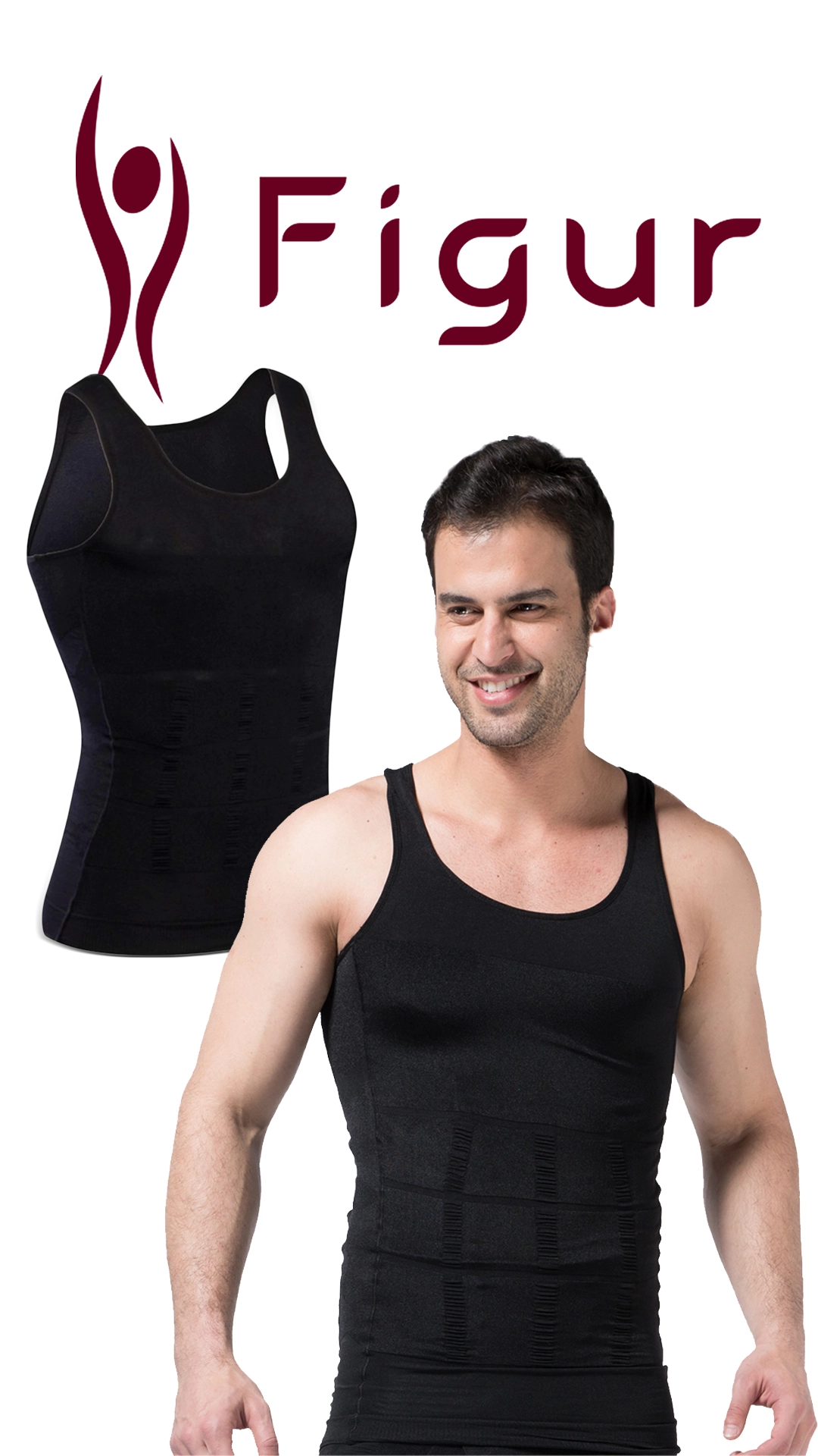 Figur qora ozg‘inlashtiruvchi erkaklar maykasi (XXXL) arzon