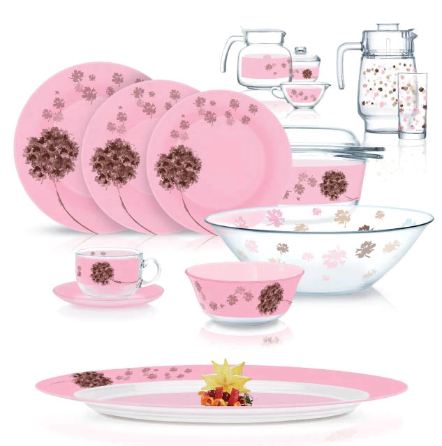 Luminarc Stella Pink stol servizi, 46 ta buyum, 6 odam uchun sotib olish