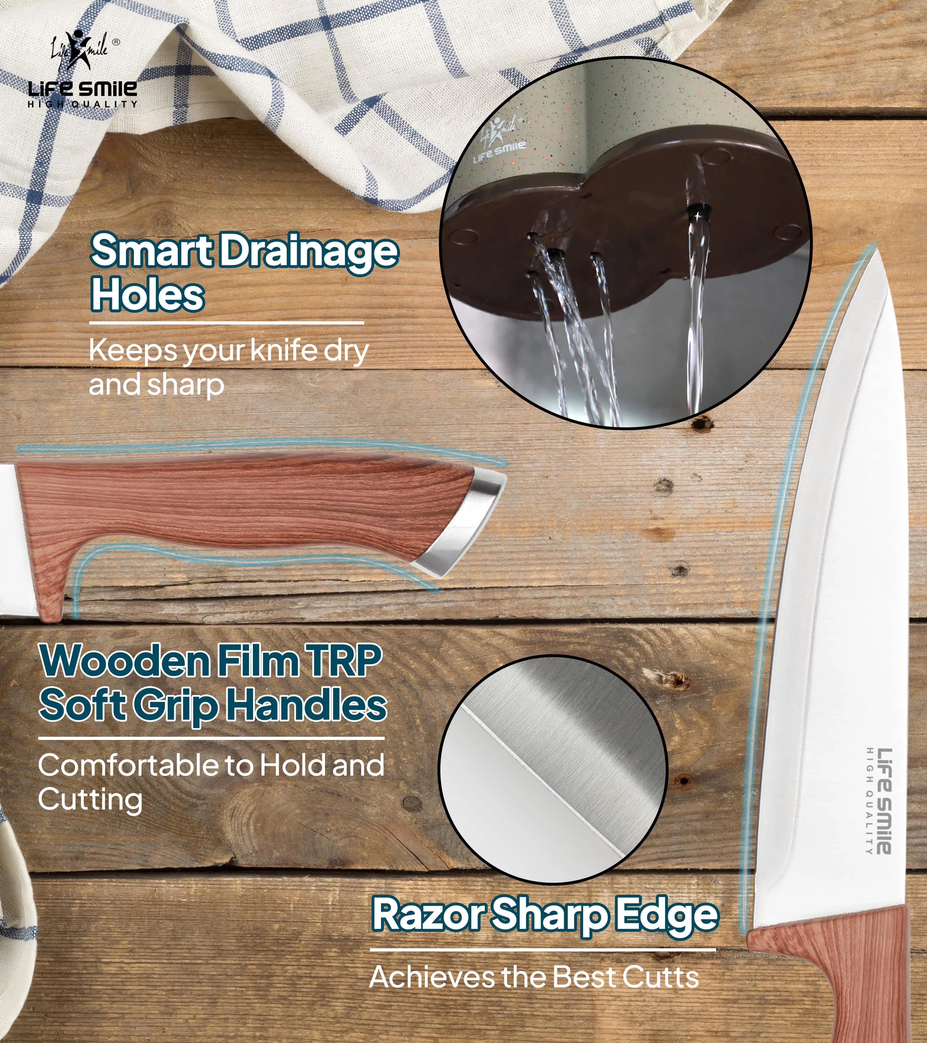 Набор ножей от Life Smile  (8 предметов круглый) в Узбекистане