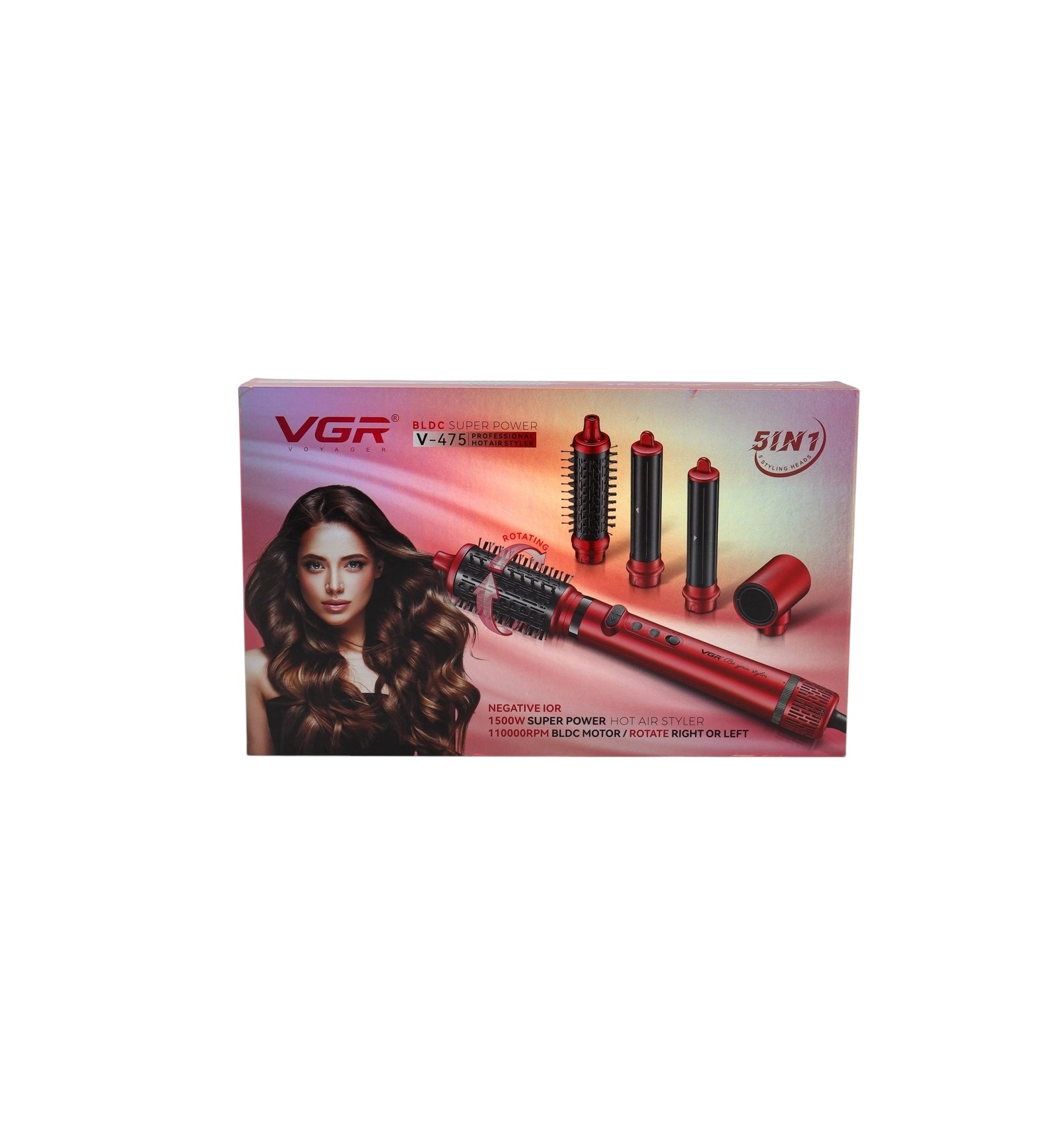 Фен для волос VGR V-475, стайлер, щётка, 5 насадок, 1500 Вт купить