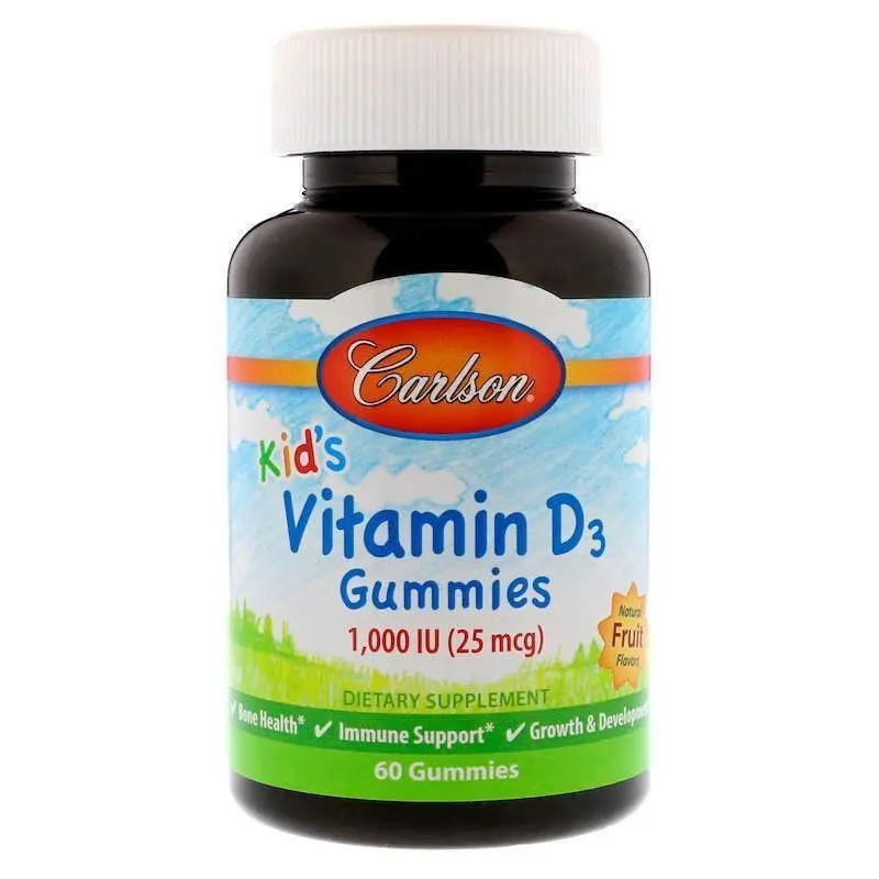 Vitamin D3 Gummies, Carlson, mevali ta'm, 1,000 ME, 60 chaynashli shirinliklar (49430) sotib olish