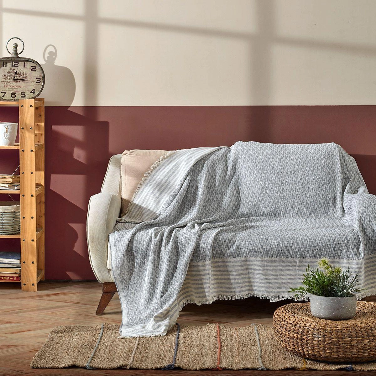 Pike - Ko&lsquo;p rangli paxtadan to&lsquo;qilgan pled choyshab CH2 (170x210 sm) arzon