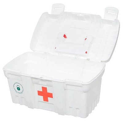 Keeplex Family doctor dori-darmon konteyneri, qisqichli va tutqichli, katta o'lchamda 38x21x19,5 sm, oq rang O'zbekistonda