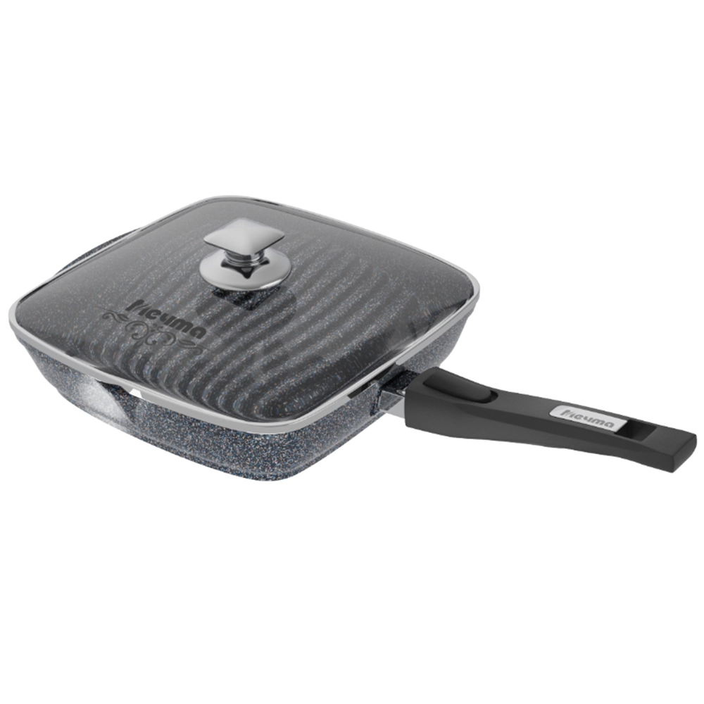 Сковорода Мечта квадрат съемной ручкой и крышкой Темно-синий (28см) купить