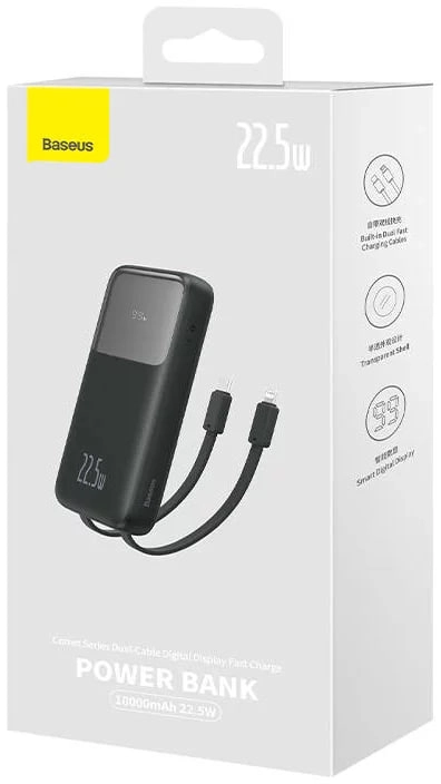 Baseus Comet 10000mAh 22.5W qora tashqi akkumulyatori onlayn