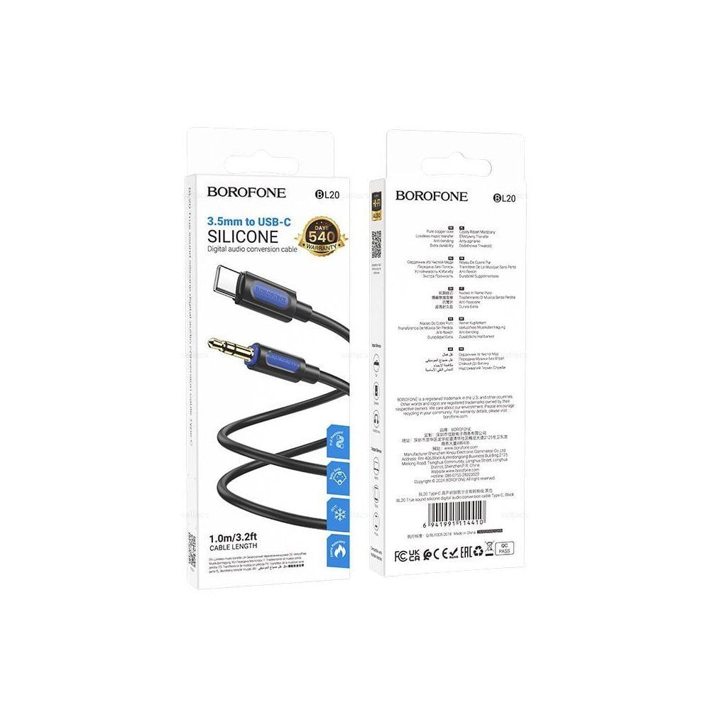 Кабель Borofone BL20 AUX 1м черный онлайн